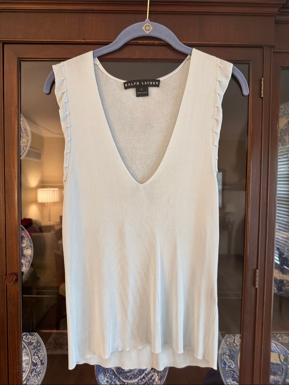 Ralph Lauren Pale Blue V-Neck Sleeveless Knit Tank